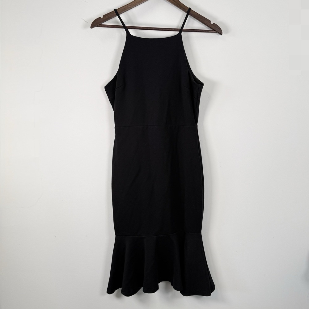 Lulus Halter Dress‎ Tank Ruffle Women's Small Black Wedding Guest